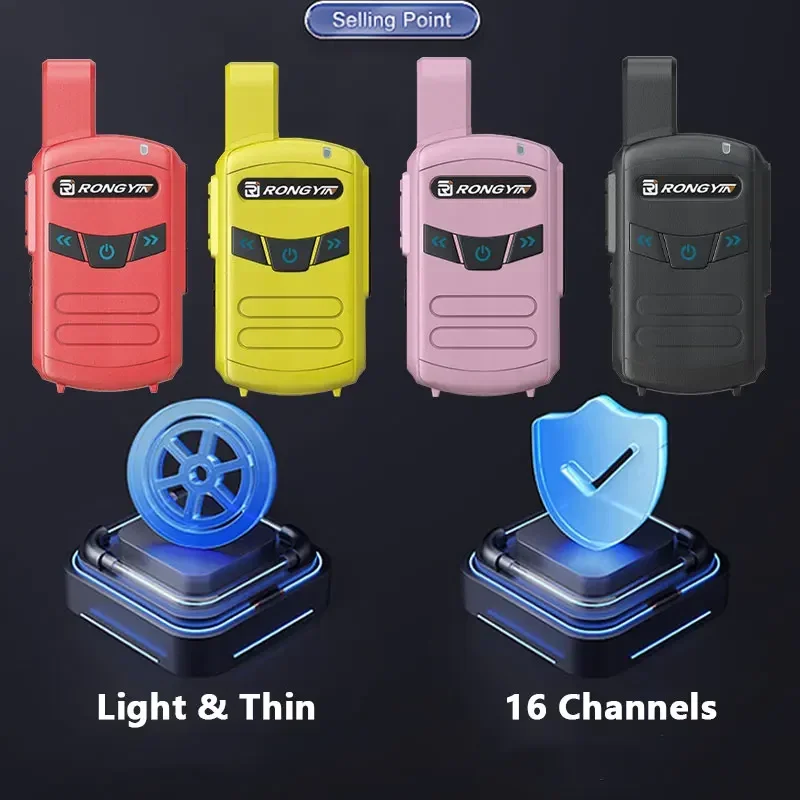 RongYin A5 Mini Long Range Walkie Talkie Type-C Charging UHF 400-470Mhz 16CH Scrambler Wireless Frequency Copy Kid's Gift Radios 5