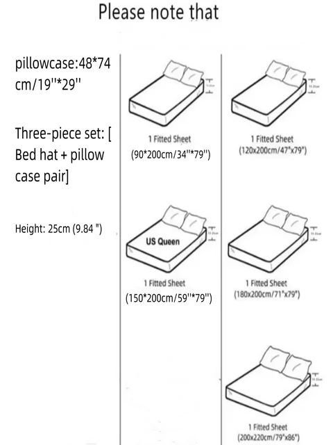 Ensemble 3 pièces, tête de lit simple + deux taies d'oreiller (sans noyau) adapté à toutes les saisons, literie couvre-lit anti-poussière 6