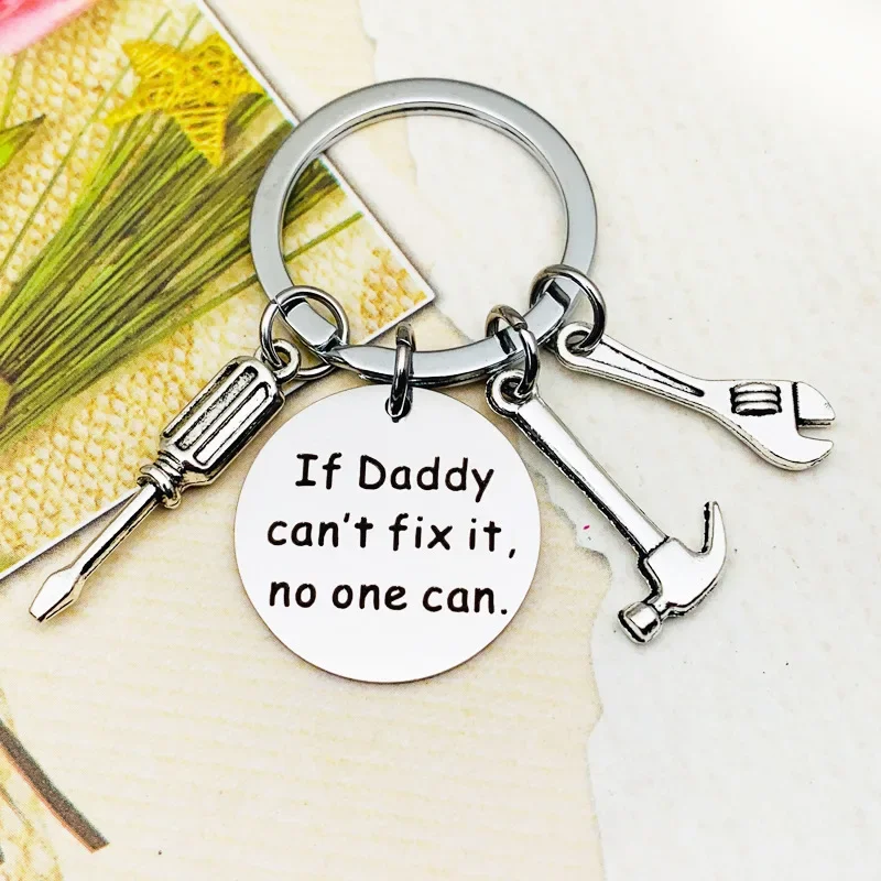 Fathers' Day Dad Papa Birthday Wrench Keyring Metal Hand Tools Daddy Fathers Day Keyring Men Father Party Gift