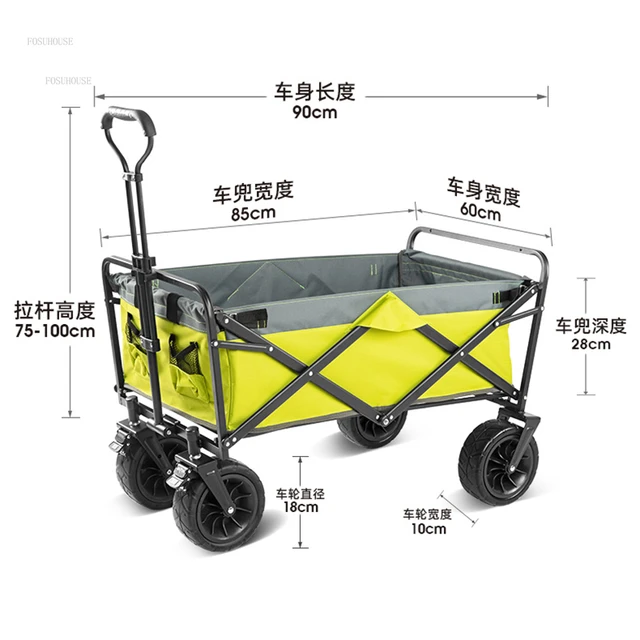 Európai Kerti Kocsik Szabadtéri Megnövekedett Hordozható Kemping Kocsi Élelmiszerbolt Kerekek Háztartási Összecsukható Kerekekkel - Image 5