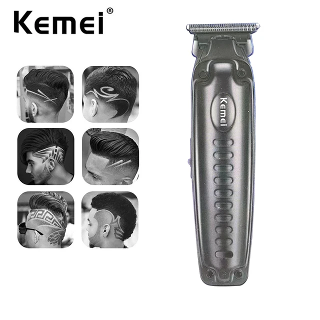 Kemei 2299 Barber Cordless Hair Trimmer 0mm Zero Gapped Carving Clipper  Detailer Professional Electric Finish Cutting Machine