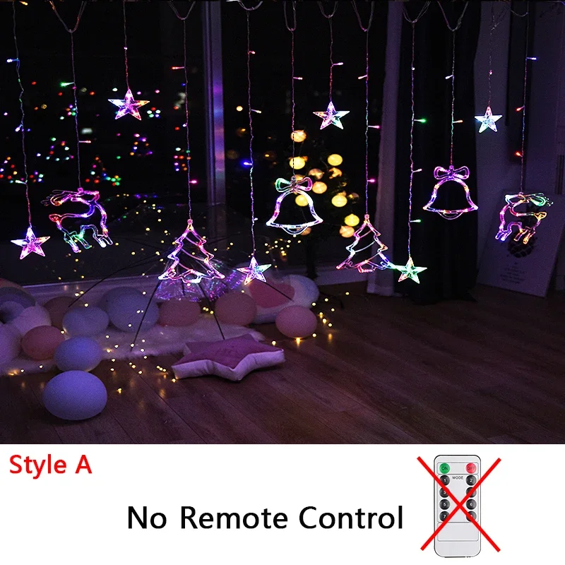 thumbnail image 1 of Guirnalda de luces LED navideñas con forma de estrella y luna, cortina de hadas para exteriores, para árbol, fiesta, decoración de Navidad y Año Nuevo, 1 of 5