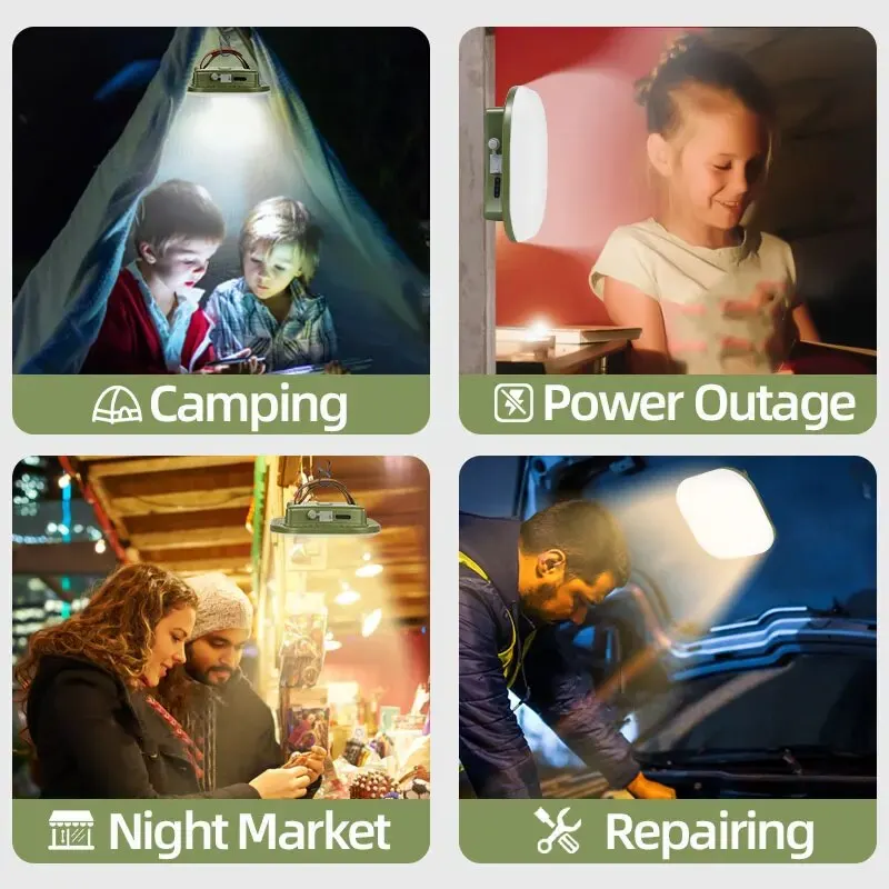 Rechargeable LED Camping Lantern with Magnetic Base and USB Type-C Charging