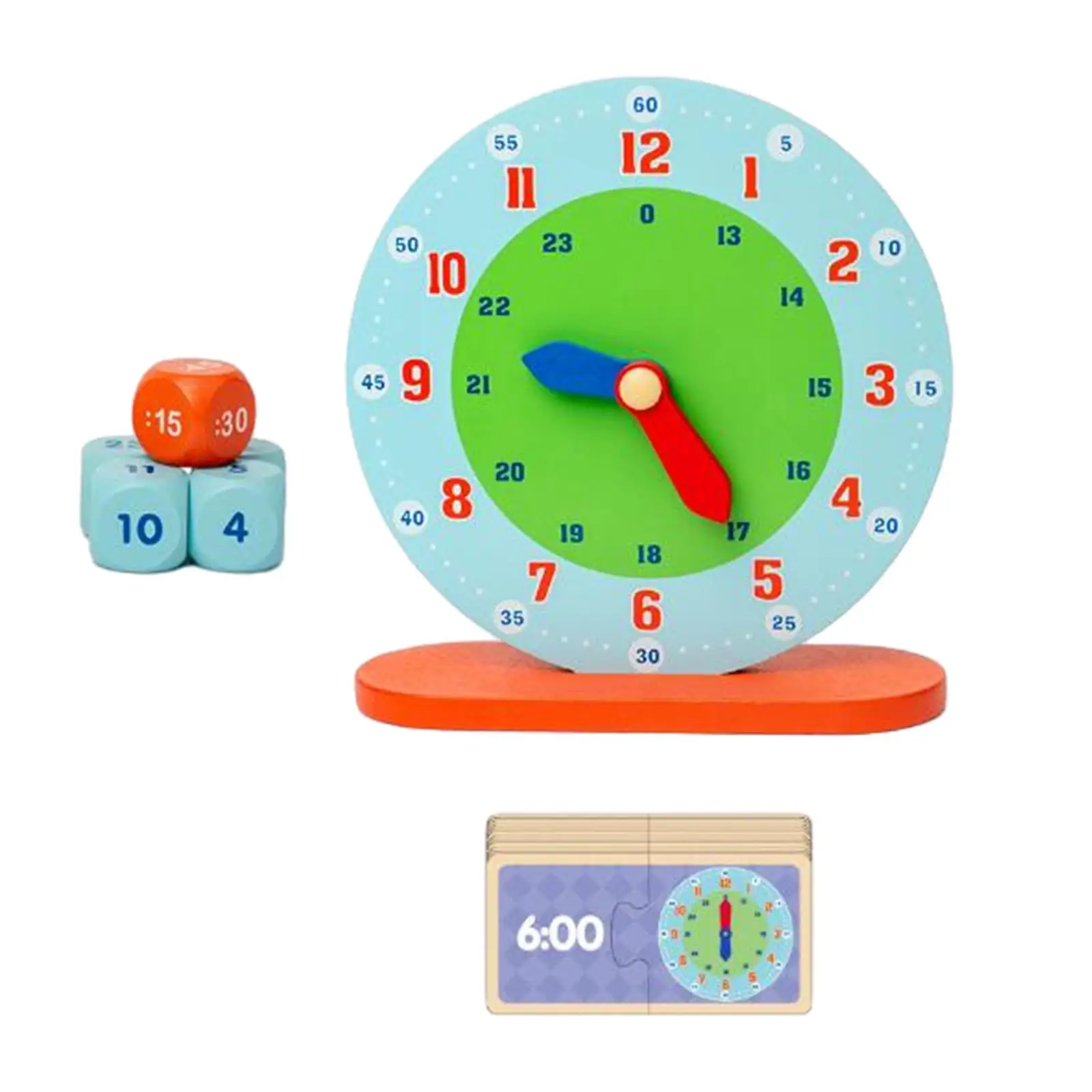 Montessori Wood Clock Educational Teaching Aids Wood for Homeschool Supplies Kindergartner Boys Girls Children