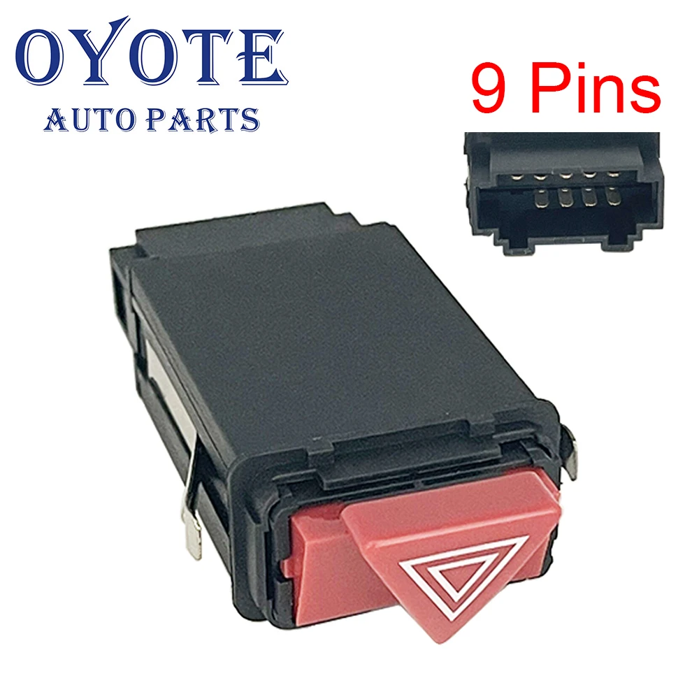 

OYOTE 8D0941509H Car Emergency Hazard Warning Indicator Light Switch Red Button 9 Pins For Audi A3 A4 A6 C5 Allroad