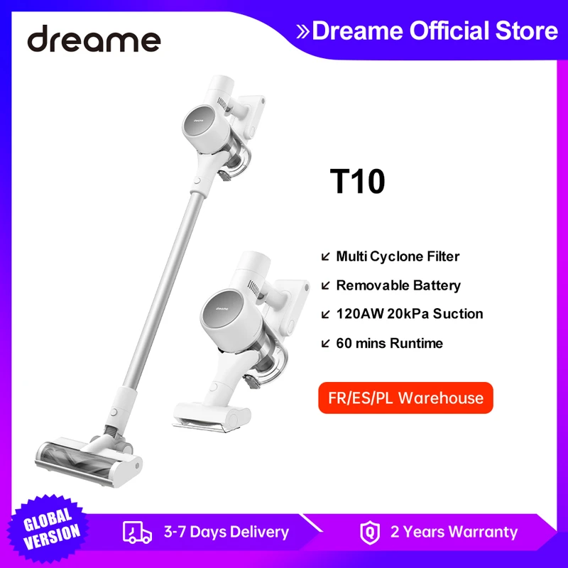 EU Dreame T10 Cordless Vacuum Cleaner, Long Runtime, 20Kpa Powerful Suction Stick Vacuum Cleaner Of Home Appliance