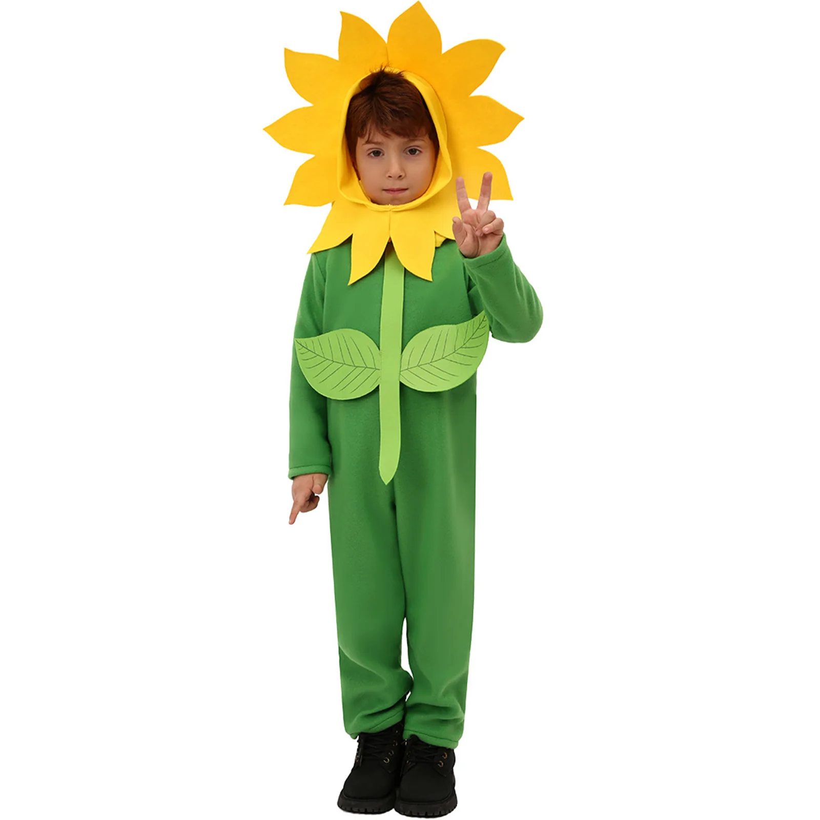 thumbnail image 1 of Disfraz de girasol para niños, disfraz de Cosplay para niños y niñas, conjunto de monos para fiesta, Carnaval y Halloween, 1 of 5