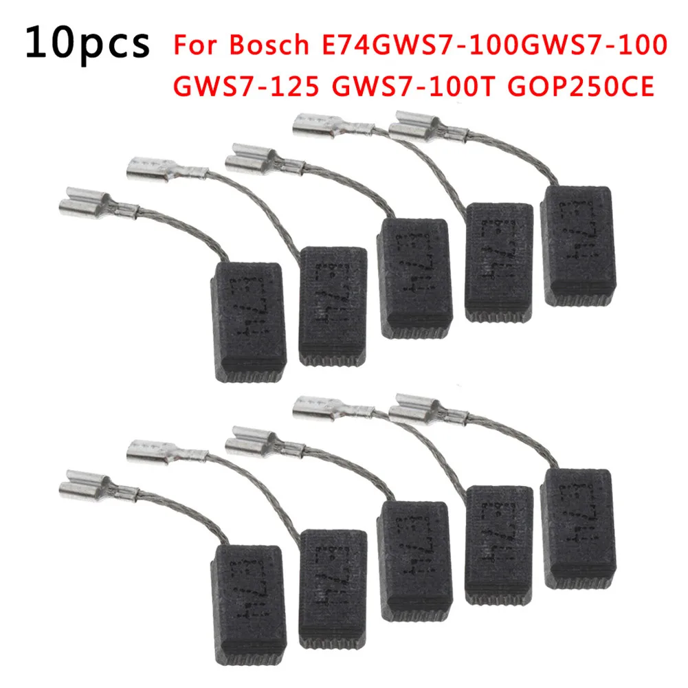 10pcs Carbon Brushes For Bosch E74/GWS7-100/GWS7-100 GWS7-125 GWS7-100T GOP250CE Motor Parts Carbon Fiber Brush 6.5×8×13mm