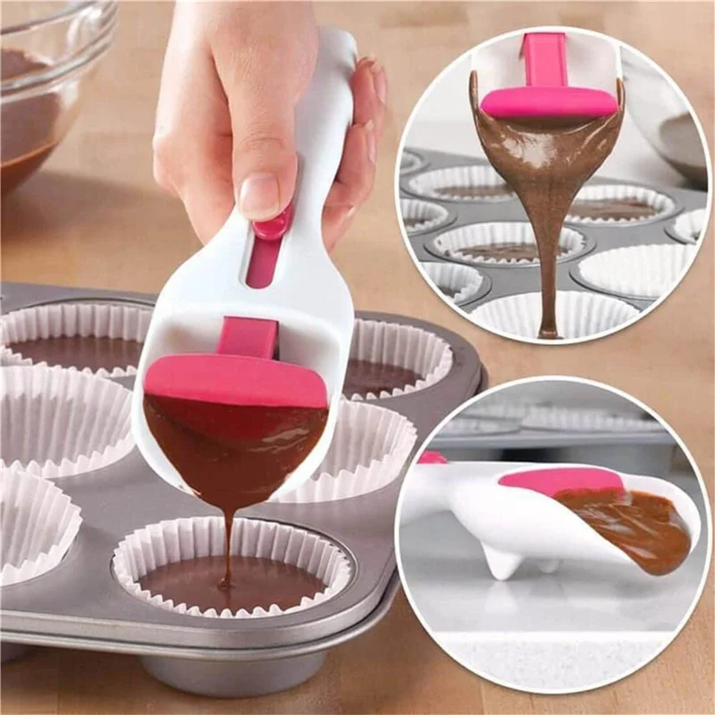 1PC Cake Batter Scoop Can Push Labor-saving Cupcake Spoon Cake Batter  Distribution Liquid Chocolate Sauce Batter Measuring Spoon - AliExpress