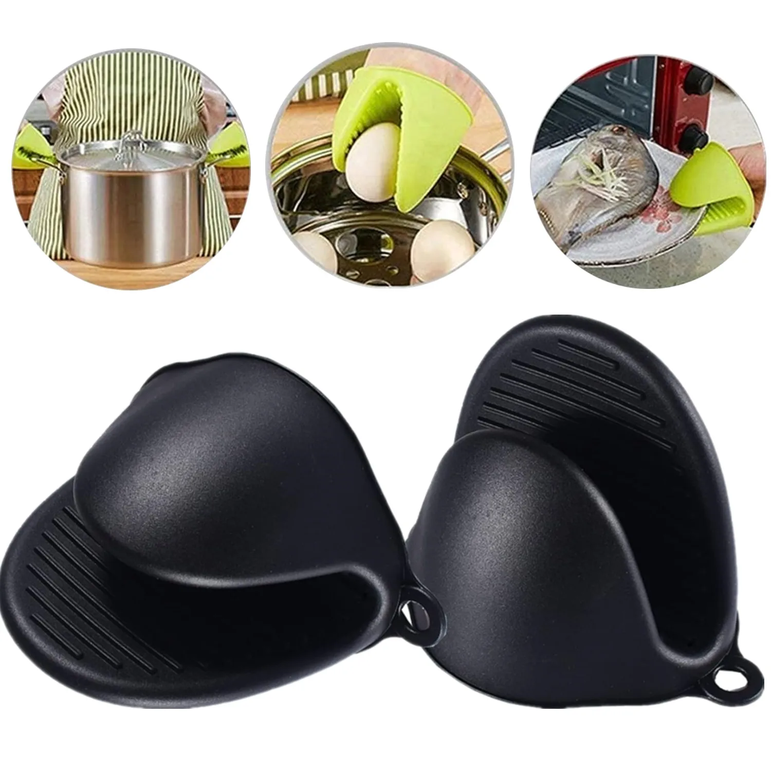 2pcsOvenMittsSiliconeHeatResistantPinchMittsAntiScaldingNon