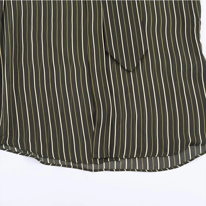 Chic Fashion Stripe Shirts for Women 2025 New Long Sleeve Necktie Women's Streetwear Casual Shirt And Blouse Top ﻿