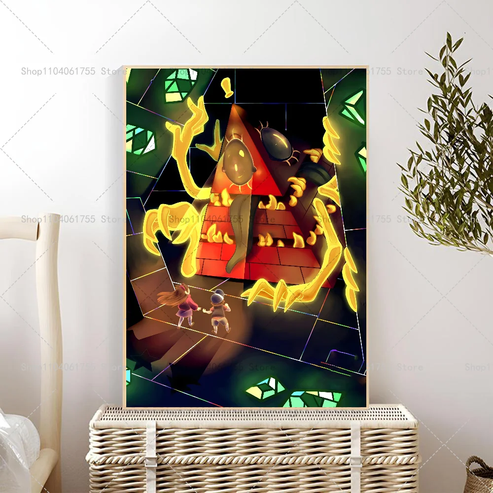 1pc dos desenhos animados g-gravidade bonito cai bill cérebro cartaz  auto-adesivo arte adesivo de papel à prova dwaterproof água café casa bar  decoração da parede do quarto - AliExpress, image size:1000x1000