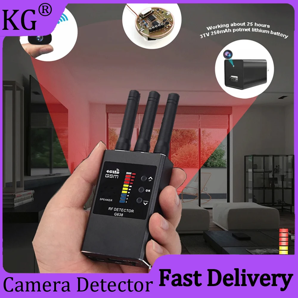 

Anti Spy Wireless RF Signal Detector Bug GSM GPS Tracker Finder Hidden Camera Eavesdropping Device Spy Gadgets Professional
