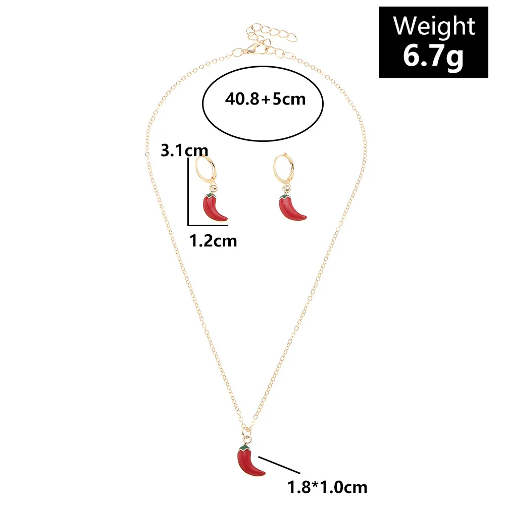 Lovely Pepper Shaped Earrings Necklace Jewelry Set For Women  Jewelry
