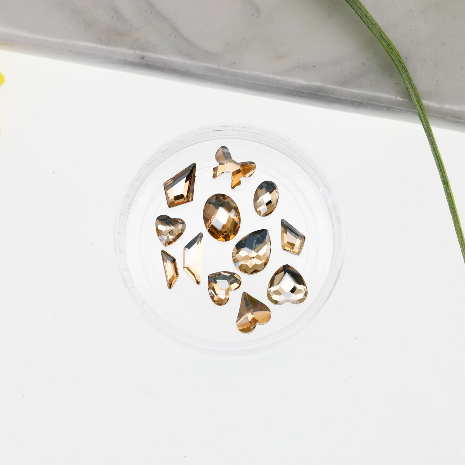 100/500 stücke Champagner Boutique flachen Boden Nail Art Strass Glas Kristall 3D Nagel dekoration mehrere Formen Großhandel – Detail 4