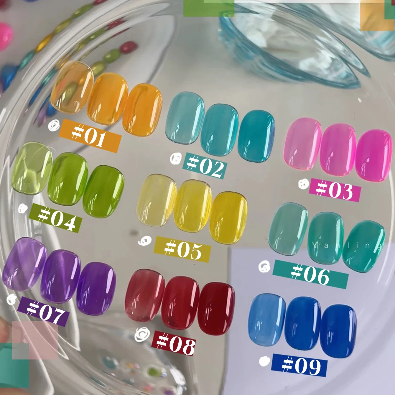 MIANEL 1-9pcs 12ML 여름 최고 판매 아이스 클리어 도파민 글라스 캔디 컬러 젤 네일 폴리쉬 글라스 젤리 네일 폴리쉬 핑크 네일