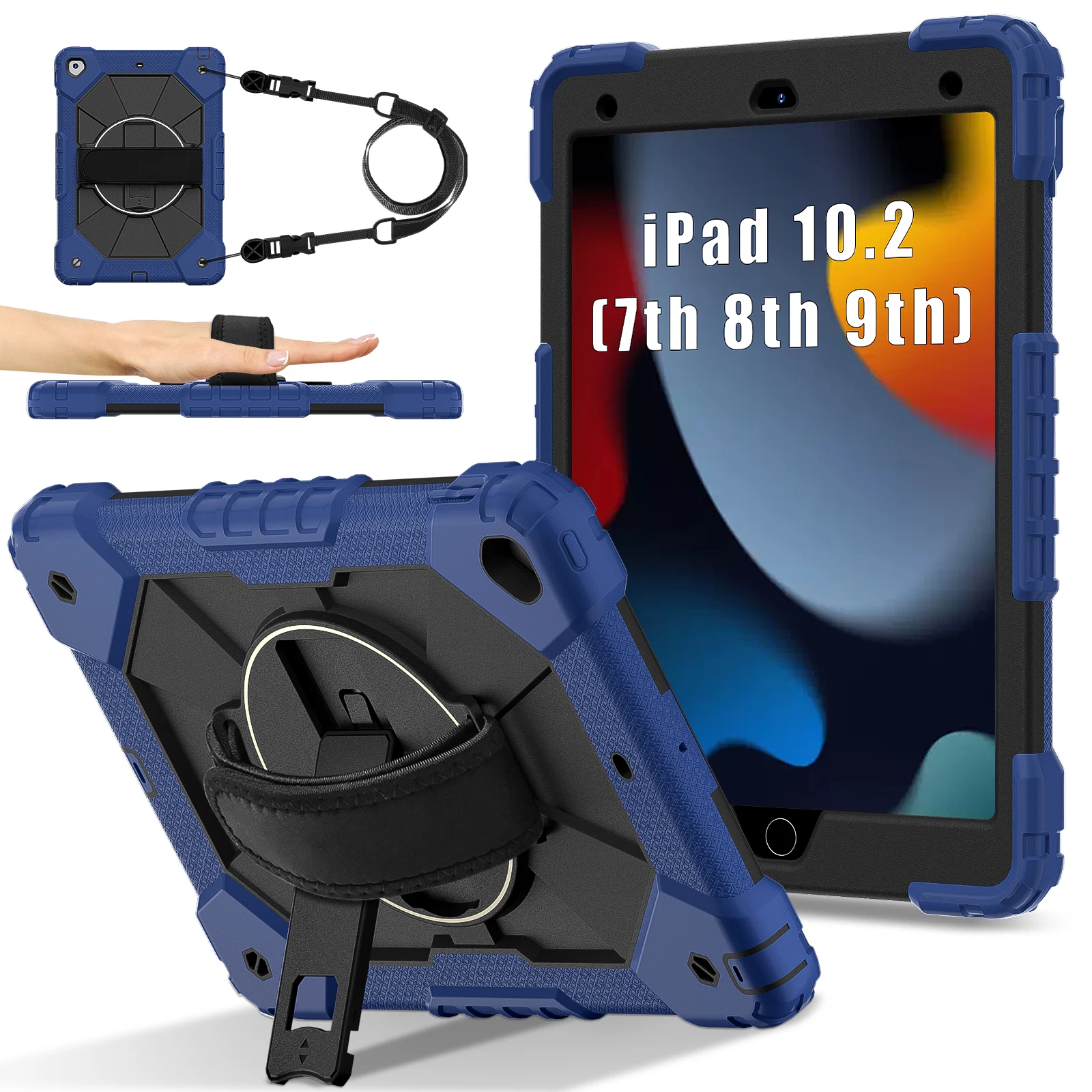 Armor Tablet Cover For Ipad 7Th 8Th 9Th Case 10.2Inch 2019 2020 2021 Gen Shell Heavy Duty Rotating Stand Funda_voghion.com