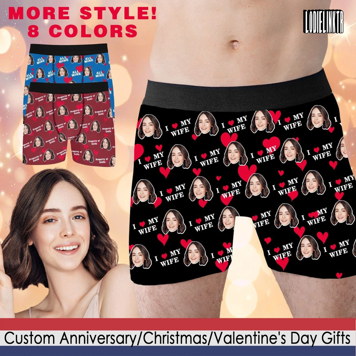 Custom Face Boxer Briefs For Husband Add Any Text Property Of Underwear Personalized Photo Anniversary Valentine's Day Gift