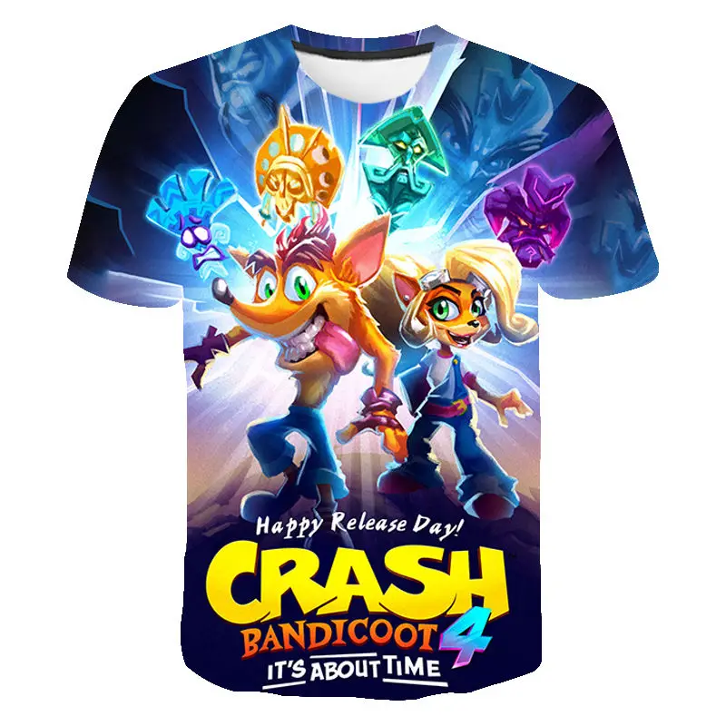 

TShirts Japanese Games Crash Bandicoot 3D Print T Shirt Fashion Kids Casual Boys Girls Unisex Round Neck Tshirt Tees Clothes