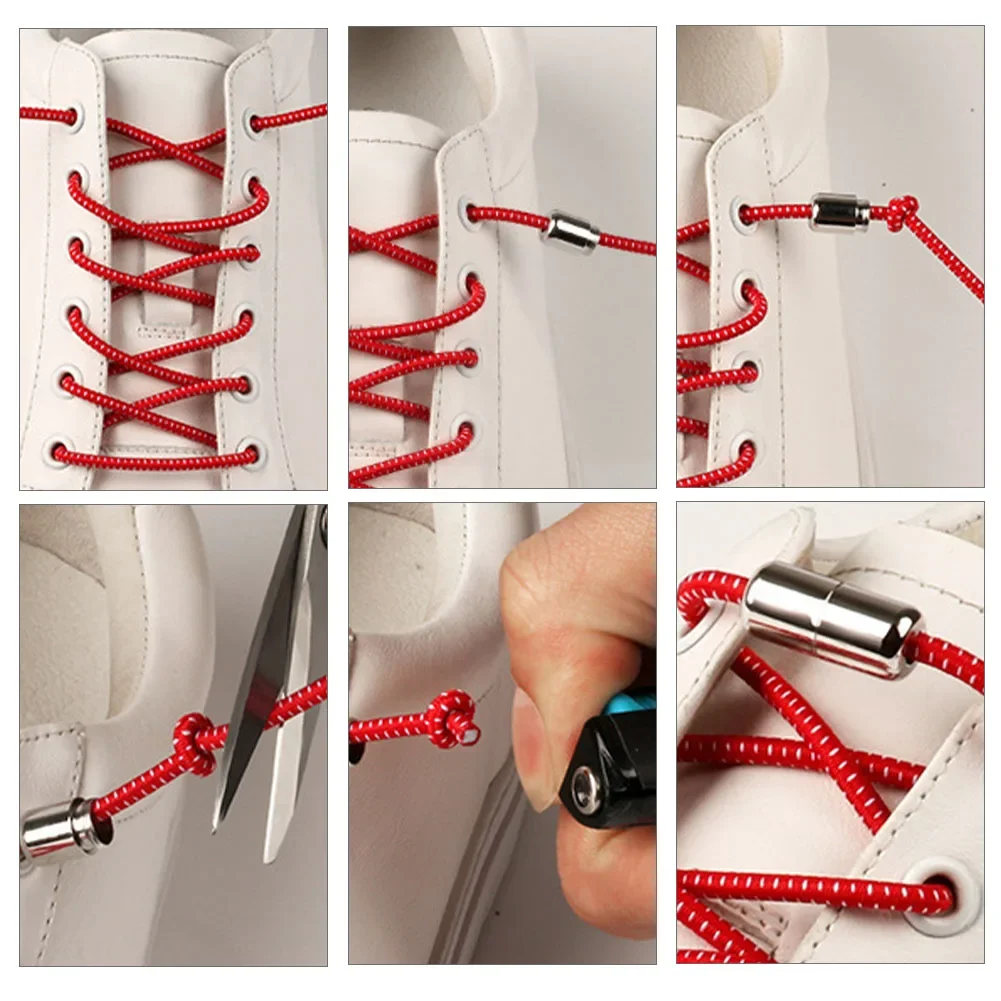 No Tie Shoe laces Press Lock Shoelaces without ties Elastic Laces Sneaker Kids Adult 8MM Widened Flat Shoelace for Shoes