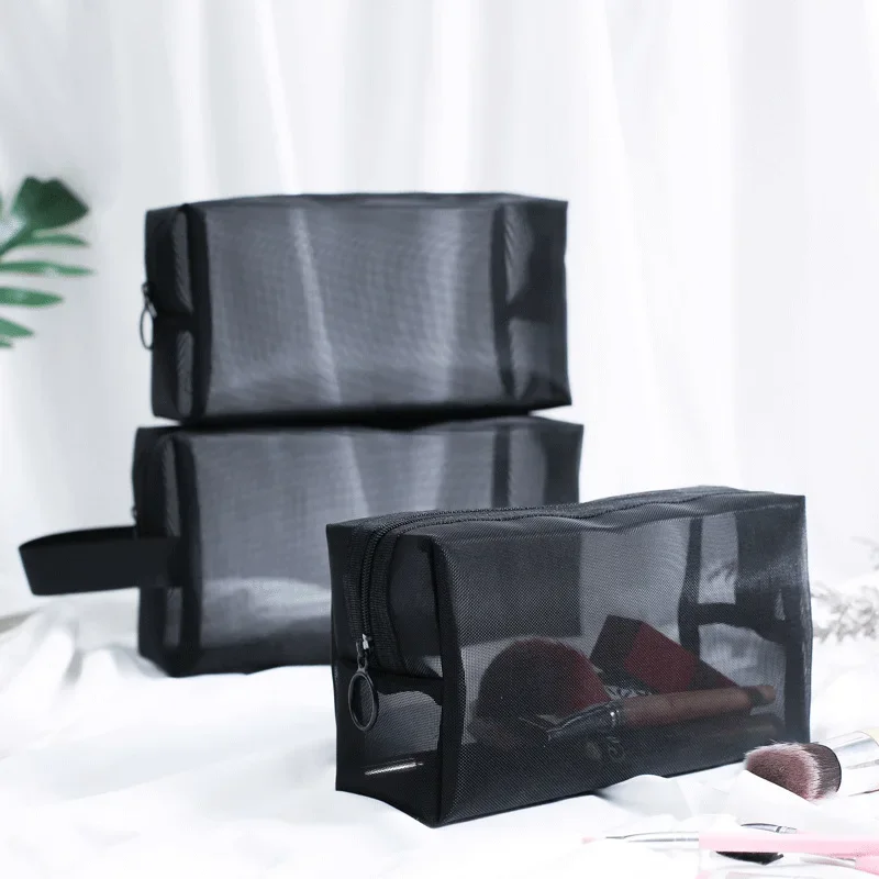 Makeup Organizer Cosmetic Bag Cosmetic Storage Bag Toiletry Bag Makeup Bag Cosmetic Case Portable Mesh Transparent Cosmetic Bag Makeup Case Women Travel Zipper Make Up Organizer Wash Toiletry Beauty Storage Bag Pouch
