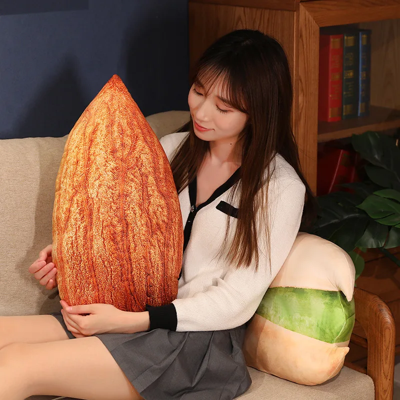 Simulation Food Pillow Plush Stuffed Nut Pillow Peanut Walnut Chestnut Sofa Floor Cushion Creative Toys for Kids Girls Gift Deco