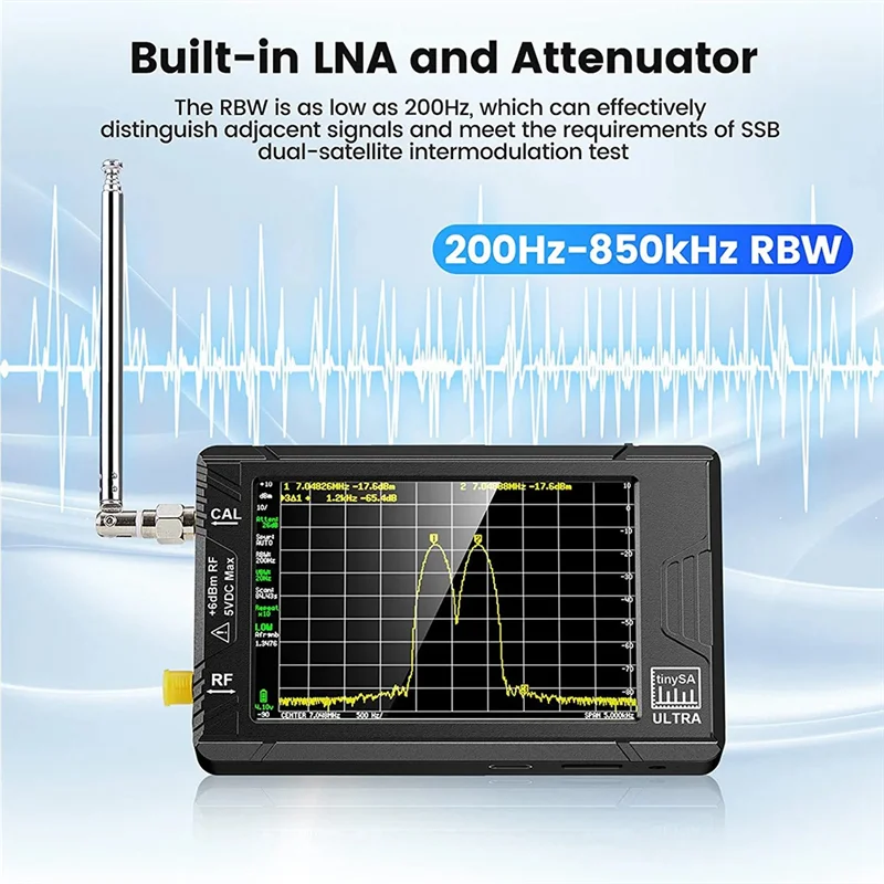 SeeSii 울트라 스펙트럼 분석기, 4.0 인치 100KHz  5.3GHz, 초소형 주파수, 투인원 신호 발생기, 100KHz  800MHz