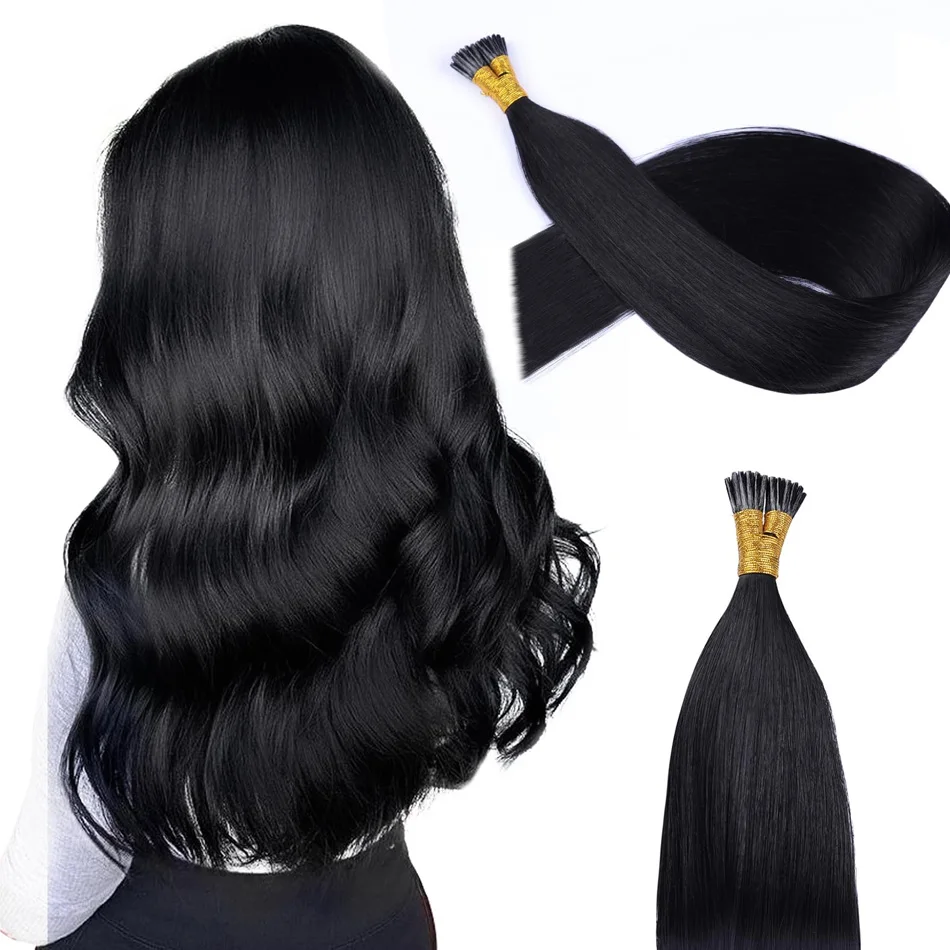 I Tip Hair Extension Straight Human Hair Extension 0.9g/Strand Natural Color Human 18"-30"