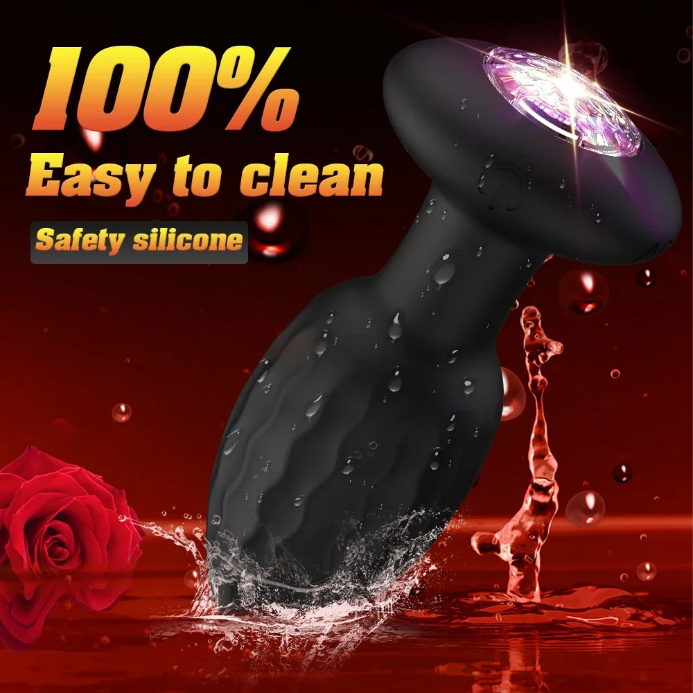 Wireless APP Controlled Anal Plug Vibrator Butt Plug Vibrator with LED Light Male Prostate Massager Sex Toys for Women Men Adult 6