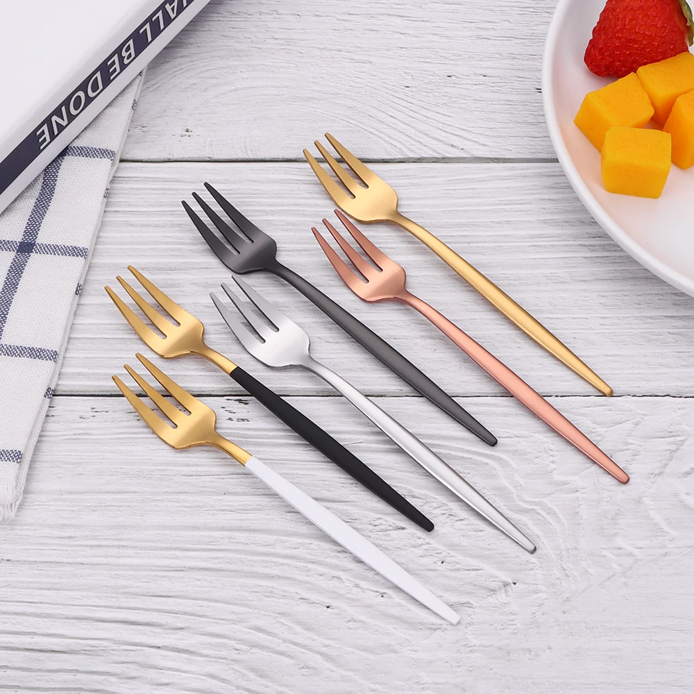 Gold Plated Fork Set 3/6 Pieces Stainless Steel for Coffee Tea Ice Cream Cake Dessert Party