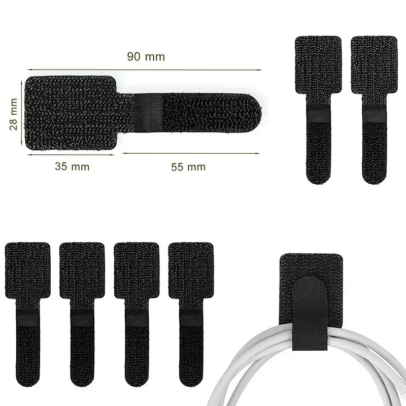 Self-Adhesive Reusable Cable and Cord Organizer Straps