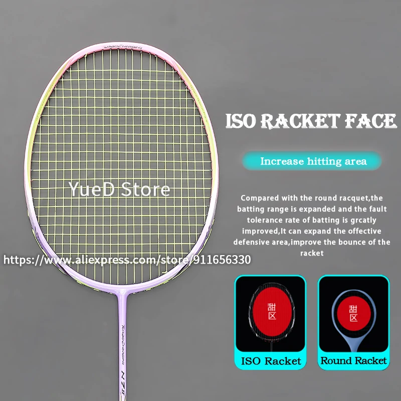 Professional Super Light 8U 62-65G Carbon Fiber Offensive Type Badminton Rackets Strung With Bags 22-35LBS Racquet Sports Adult