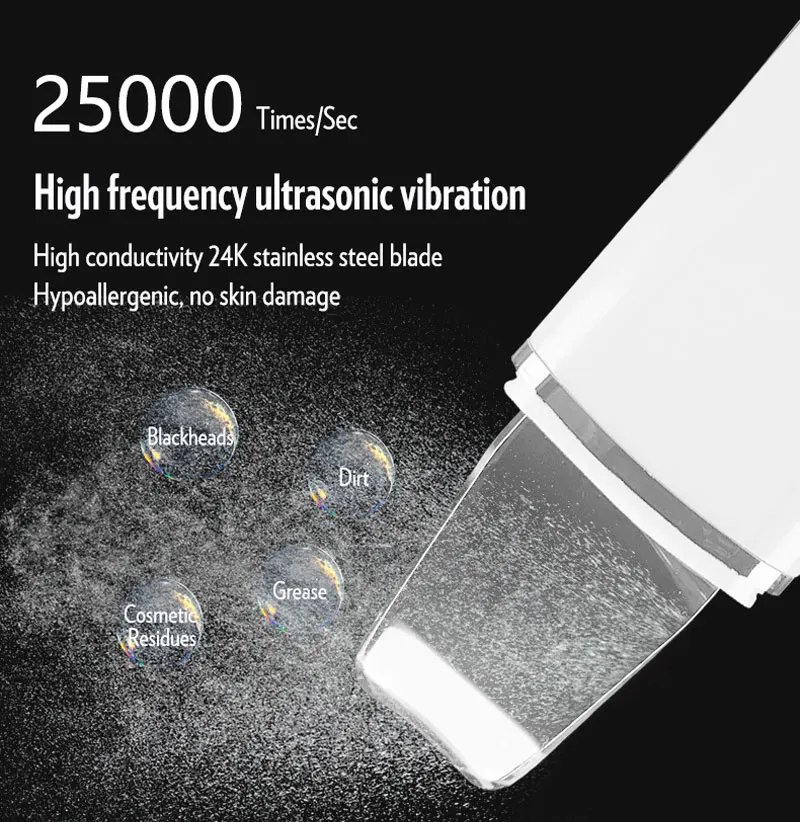 Ultrasonic Skin Scrubber Facial Cleansing Pore Deep Face Cleaner Peeling Heating EMS Lift Beauty Machine Blackhead Remover