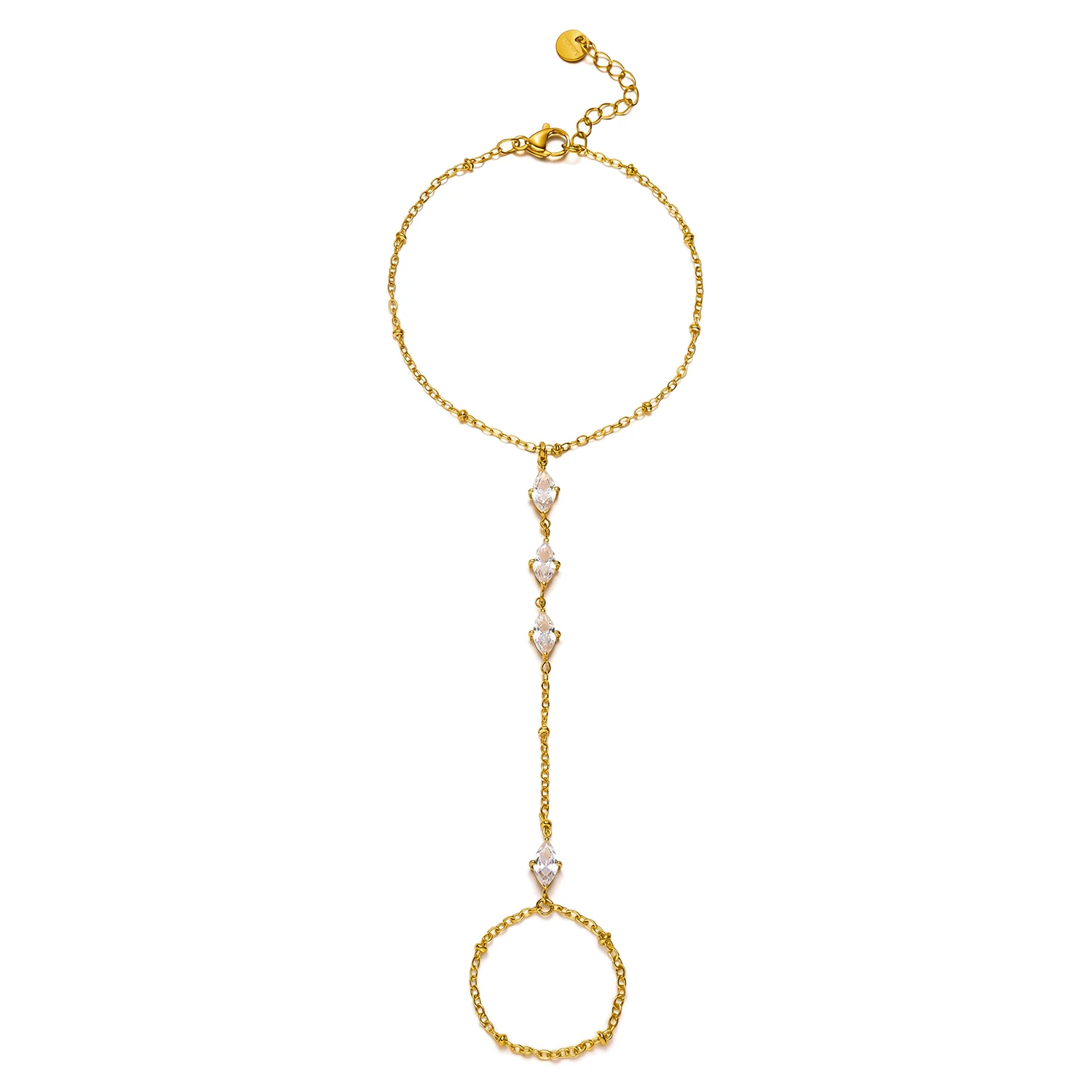 Zierliches Herz-Zirkon-Handkettenarmband für Damen aus Edelstahl mit Perlen – Coquette Ästhetik Schmuck – Detail 6