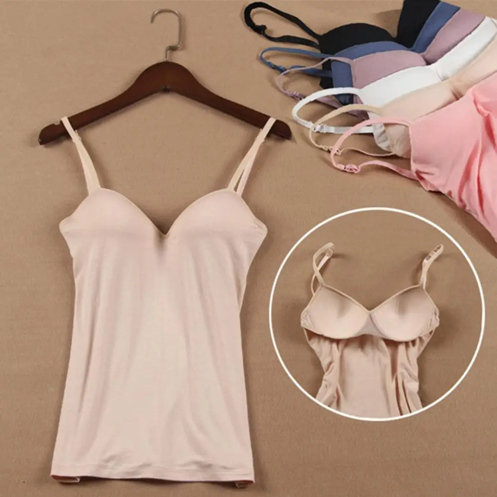 

Padded Bra Top Spaghetti Strap Solid Color Sleeveless Quick Drying Slim Fit Sexy Padded Bra Top Bottoming Underwear For Women