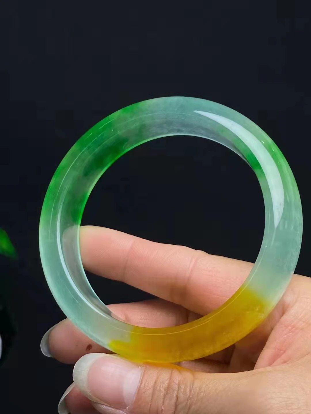 

A Class Natural Three Color Jade bangles Ice transparent Beautiful Jewelry Bangles Lucky Gift Quartzite Jade Bracelet