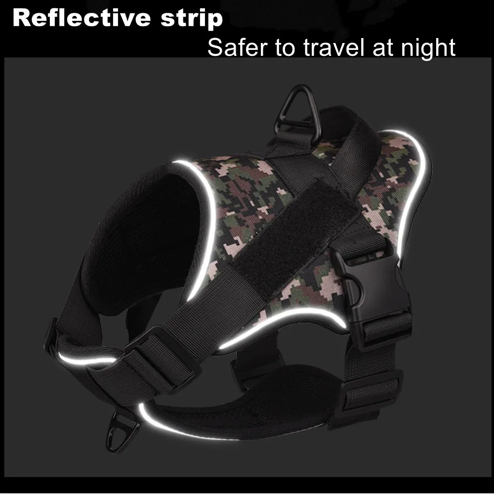 Tactical Dog Harness Reflective Military Adjustable Pet Vest with Handle Service Dog Harnesses for K9 Working Training