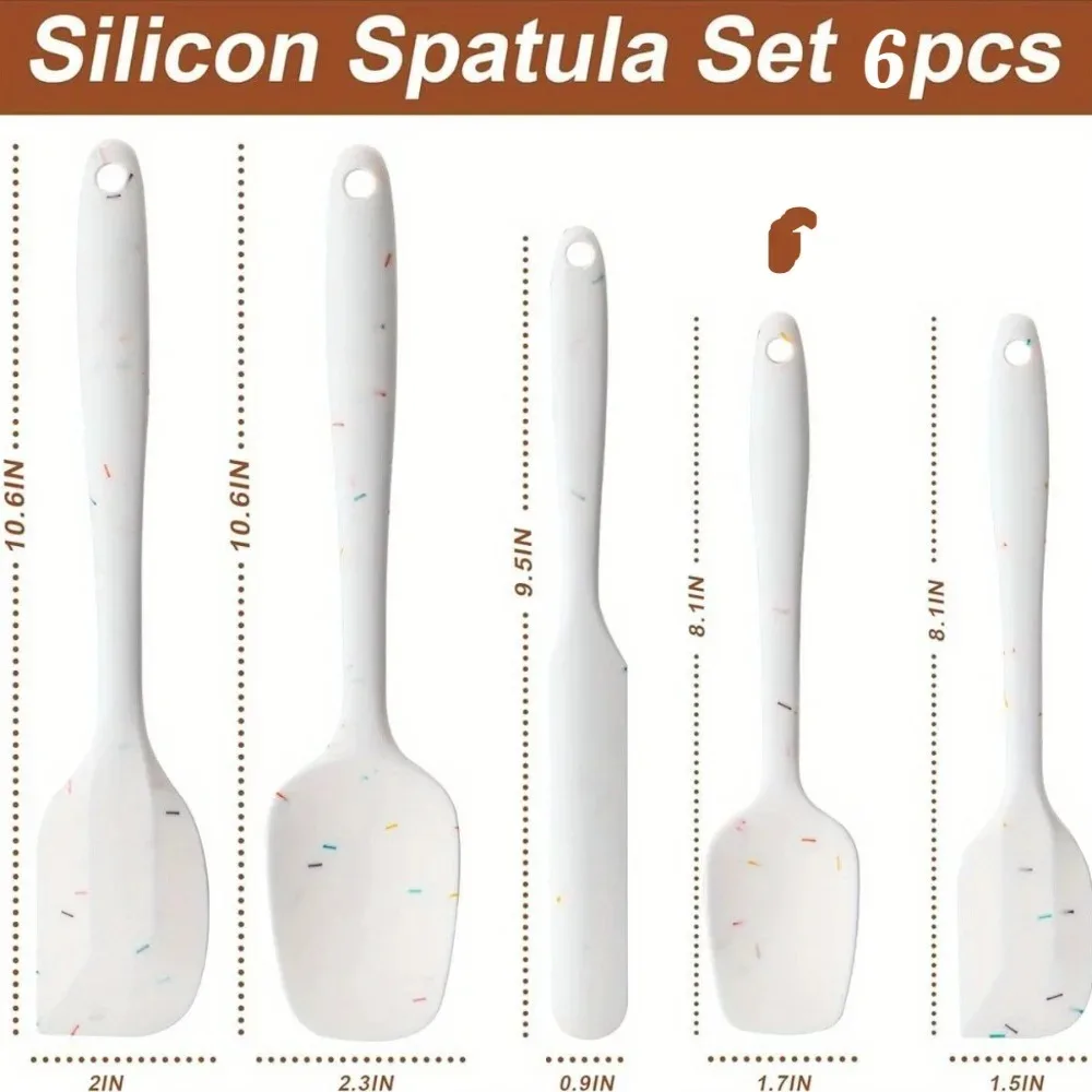6PCS Silicone Spatula Set Food Grade Heat Resistant Non Stick for Baking Cooking Mixing Scraping Non Scratch Kitchen Utensils 5