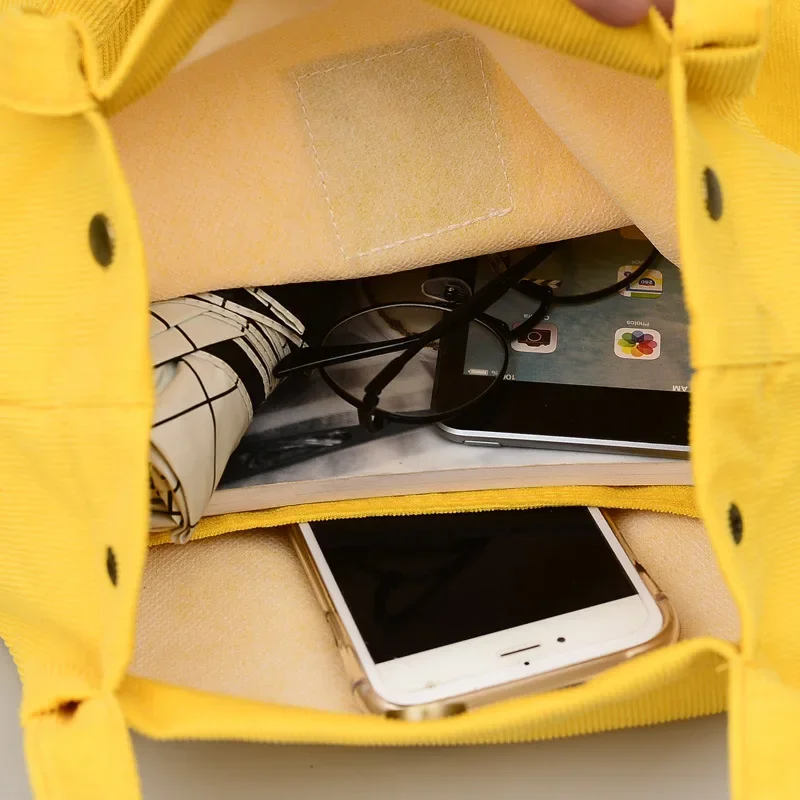 Women's Corduroy Tote Bag - Eco-Friendly Reusable Shopper, Canvas Shoulder Bag for School, Work & Daily Use