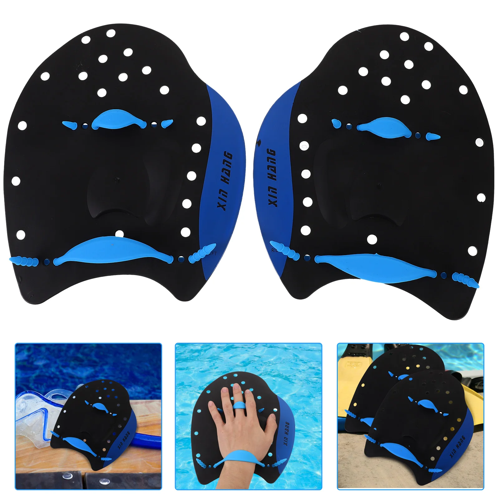 1 Pair Gloves For Kids Hand Swimming Training Tool Hand Paddles with Adjustable Straps Hand Paddles for Beginners and Men Size high waisted retro denim skirt for women in deep blue summer commuting with straps and a slim a line shorts skirt