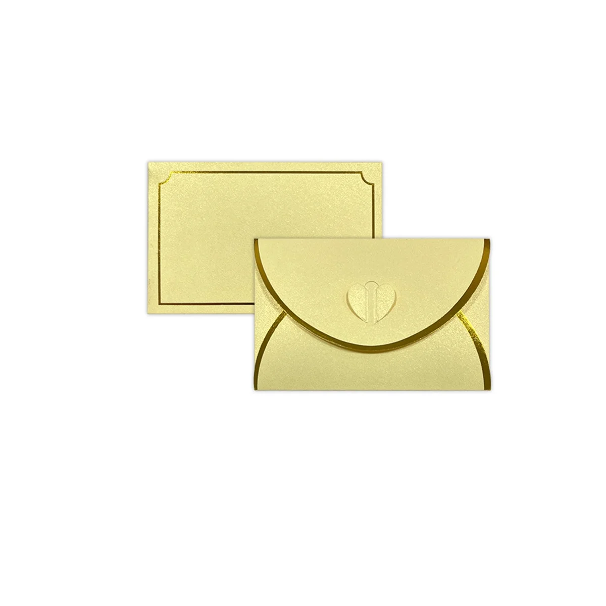 

50Pcs Gift Card Envelopes with Love Buckle Envelopes with Gold Border, Envelope for Note Cards, Wedding Light Yellow