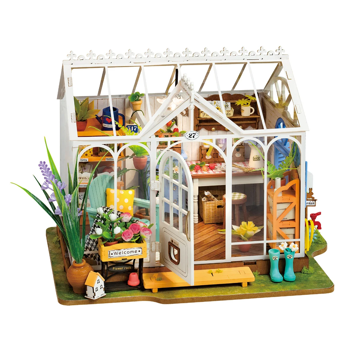 Robotime Rolife Dreamy Garden House Puzzle 3D Kit Casa Delle Bambole In Miniatura Fai Da Te Artigianato Hobby Libreria Oggetti Decorativi Dg163