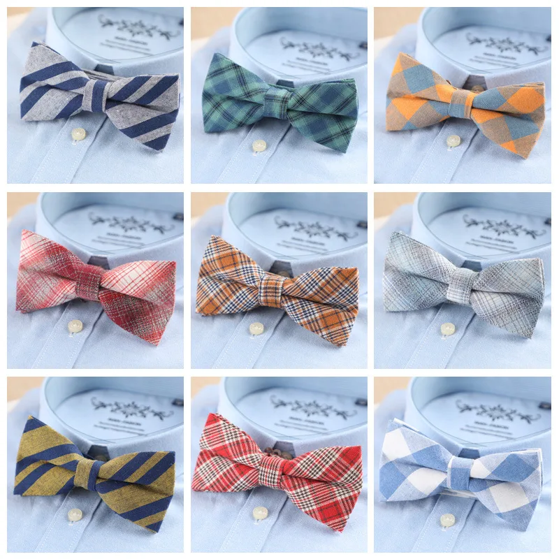 

New Arrival Fashion Striped Plaid Cotton Bow Tie Casual Party Dinner Wedding Design Cute Bowtie Accessory Dropshipping