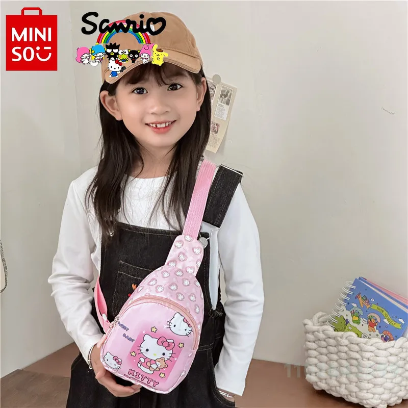 Miniso Sanrio Girls' Chest Bag Fashionable High Quality Women's Shoulder Bag Cartoon Lightweight Children's Crossbody