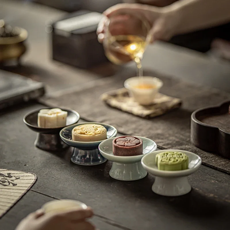Ceramic Exquisite Dried Fruit Plate Chinese Fruit Plate Tea Tray Small Tray Melon Seeds Snack Pastry Snack