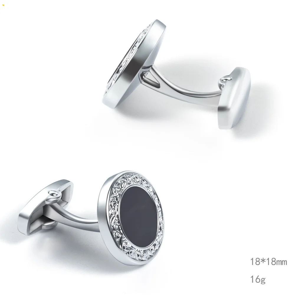 New High-end Men's French Shirt Cufflinks Fashionable And Versatile Round Enamel Cufflinks_voghion.com