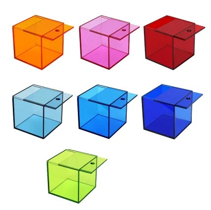 5MM Thick Colorful Translucent Sliding Cover Acrylic Display Box Square Cube for Home Decor,Make Up and Jewelry Storage Case