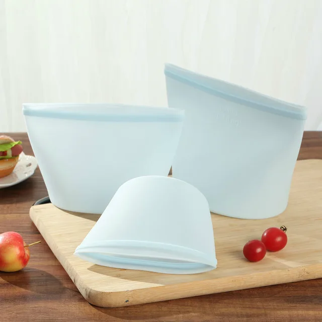 Conteneurs alimentaires en Silicone, sacs de rangement réutilisables, ensemble de sacs à fermeture éclair étanches pour réfrigérateur et congélateur, conservation de la fraîcheur, organisateur de cuisine, 1/3 pièces 2