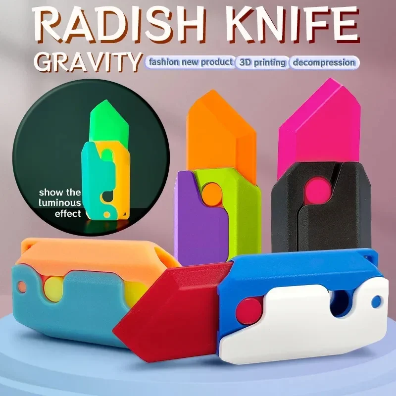 Gravity 3D Printing Decompression Carrot Knife Mini Plastic Knife Fidget Toy