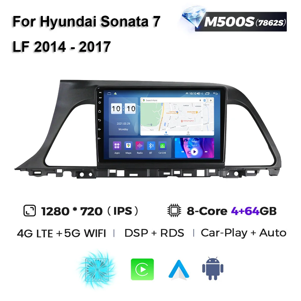 thumbnail image 1 of NaviFly 7862S 9" para Hyundai Sonata 7 LF 2014 - 2017 Android 12 Sistema inteligente para automóvil Todo en uno 8 + 256G 1280 * 720 Carplay DSP 4G, 1 of 5